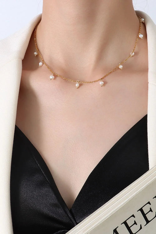Freshwater pearl loose pearl necklace women's collarbone chain